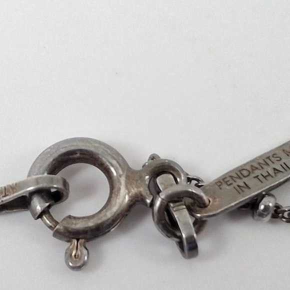 Satya Signed Silver Open Work Lotus Double Pendant Lariat Necklace - Picture 7 of 9